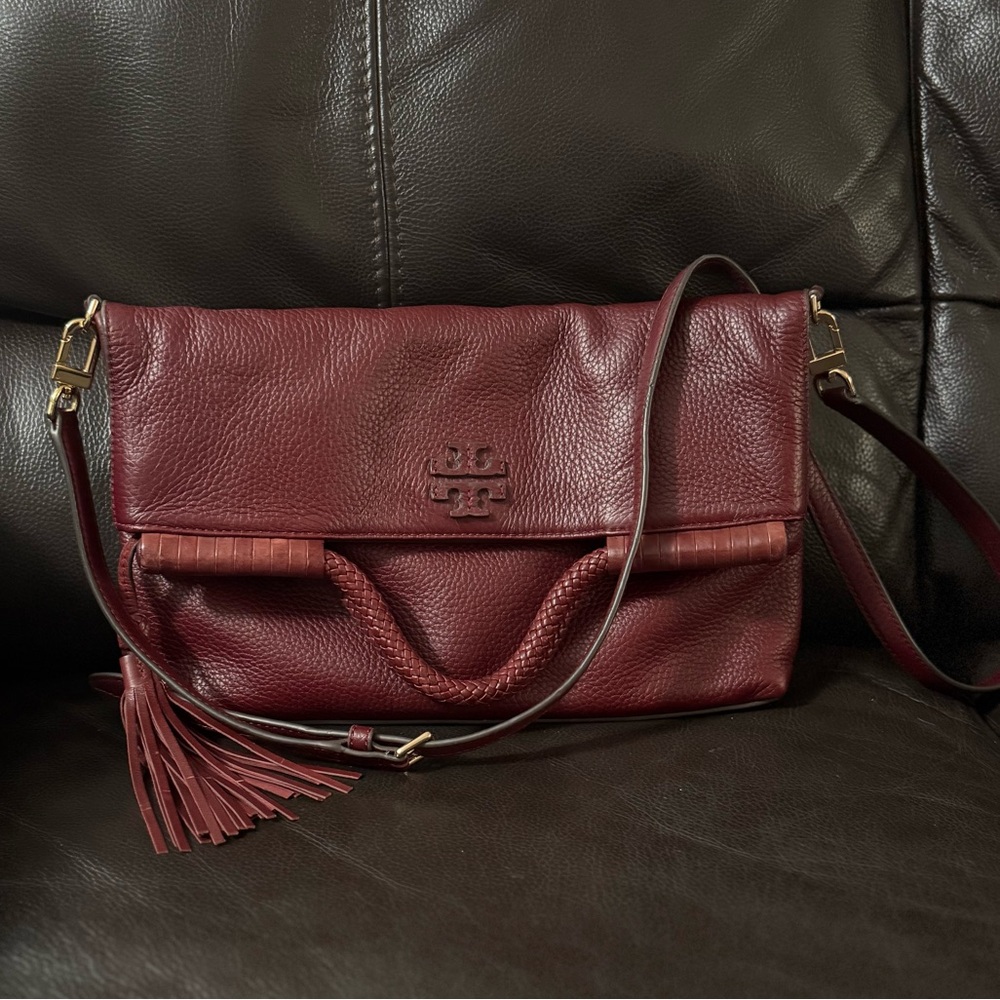 Tory Burch Burgundy  Leather Crossbody Bag